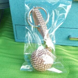 Sparkling Gold Keychain with Rhinestone Ball
